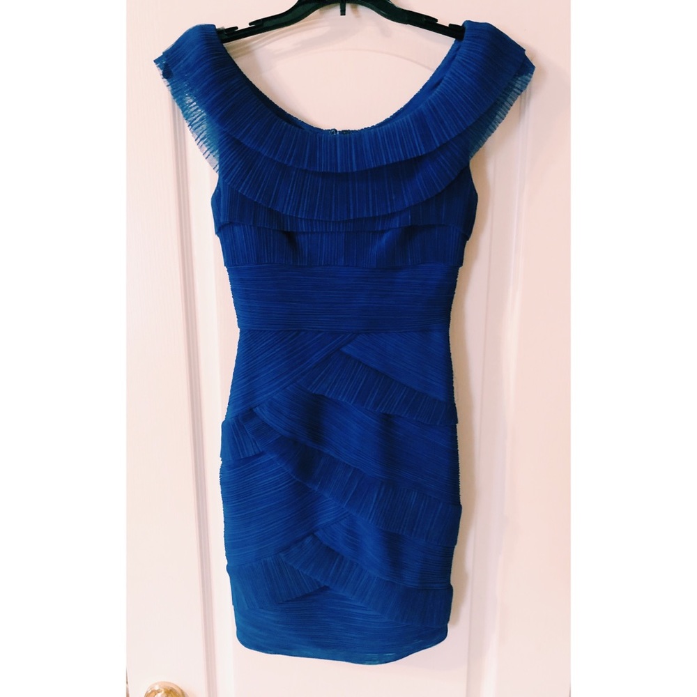 Pleated Scoop Neck BCBGMAXAZRIA Dress